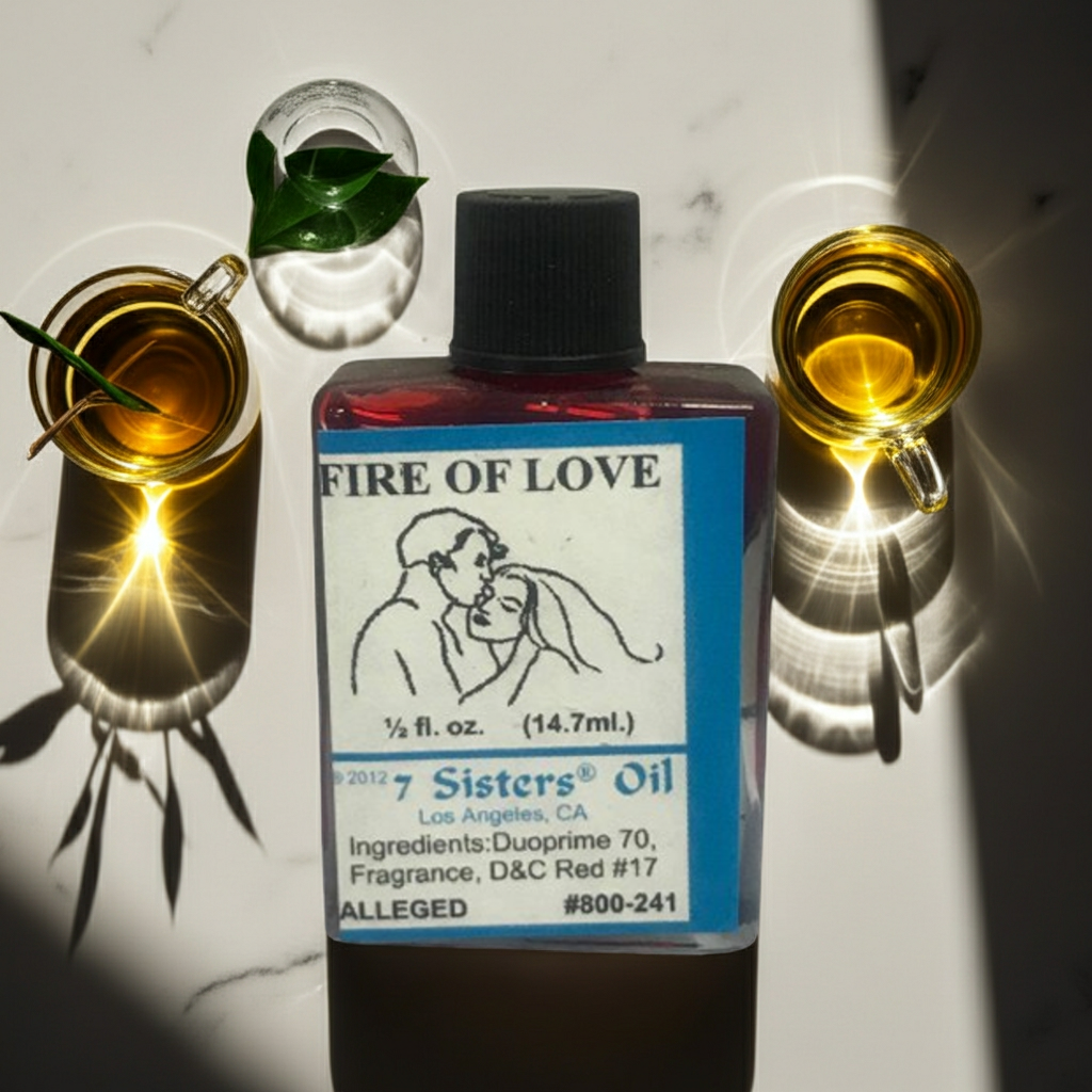Fire of Love Wish Oil bottle of manifestation oil for love-focused spiritual work, prayer rituals, and candle use.