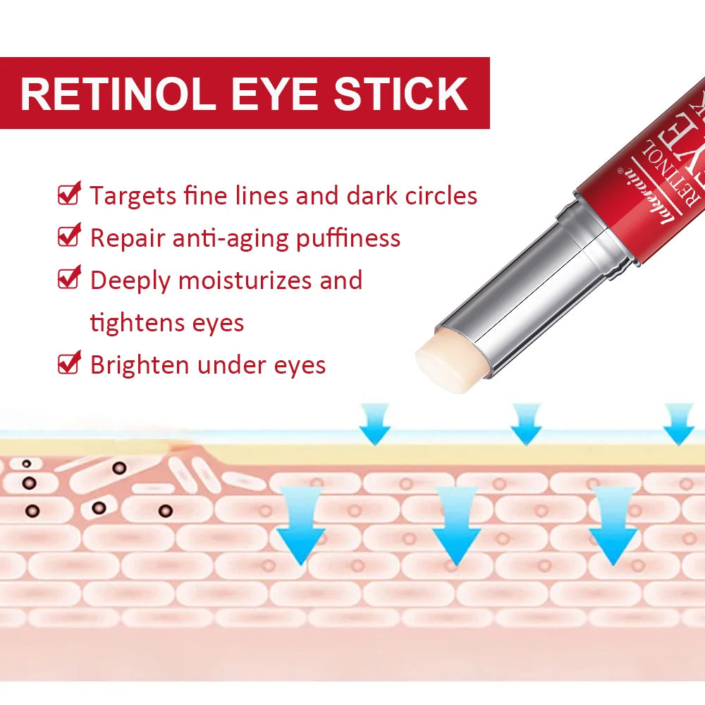 Firming retinol eye cream serum stick for women for under-eye care, skin tightening support, and dark circle appearance care.