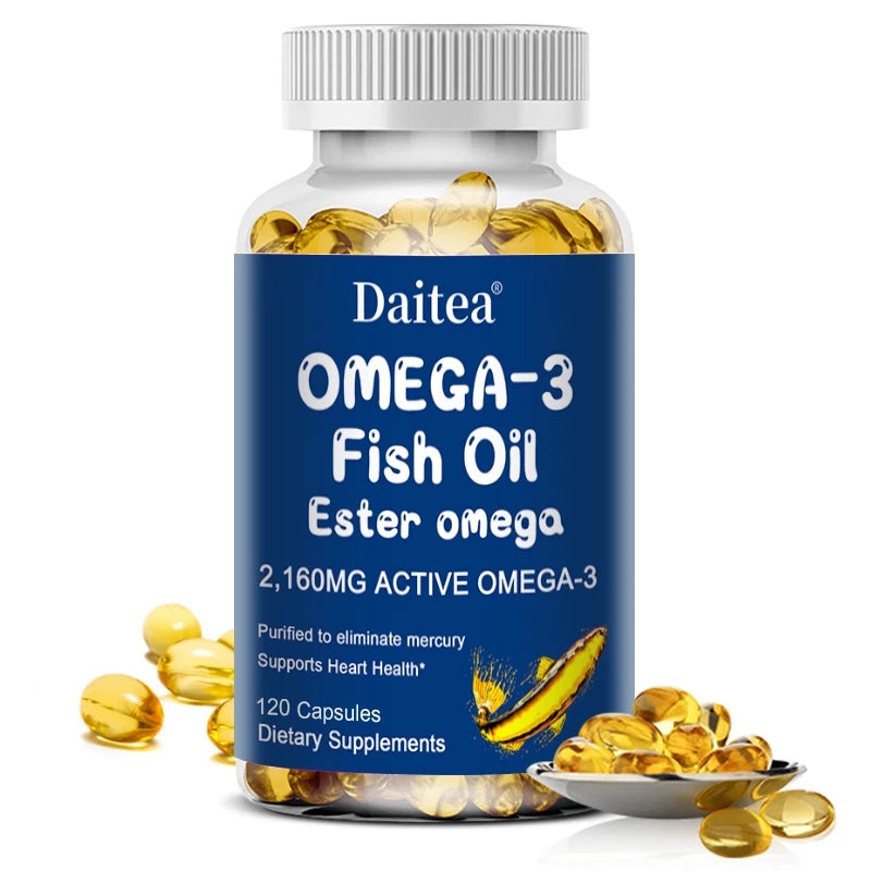 Omega-3 Fish Oil Supplement with DHA & EPA nutritional softgels for supporting daily wellness, cognitive health, and cardiovascular care.