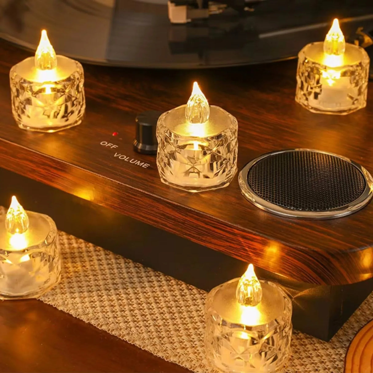 Flameless crystal candle lamp for romantic lighting, event decor, and safe decorative display.