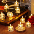 Flameless LED crystal candle light for decorative ambient lighting, table styling, and cozy home decor.