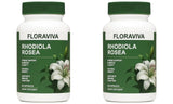 Floraviva Rhodiola Rosea dietary capsules bottle for stress support and daily herbal formula supplementation.