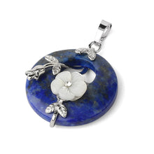 Flower carved gemstone ring pendant for DIY necklace creation, jewelry design, and boutique display use.