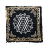 Flower of Life altar cloth, 18x18 inch, gold and silver on black