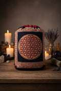 Flower of Life canvas backpack, handmade in India