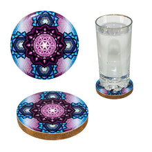 Flower of Life wood coasters, detail view