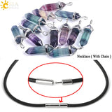 Fluorite crystal necklace pendant for meditation, emotional balance, and crystal healing wear.