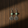 Fluorite Pentagram Earrings with pewter charms