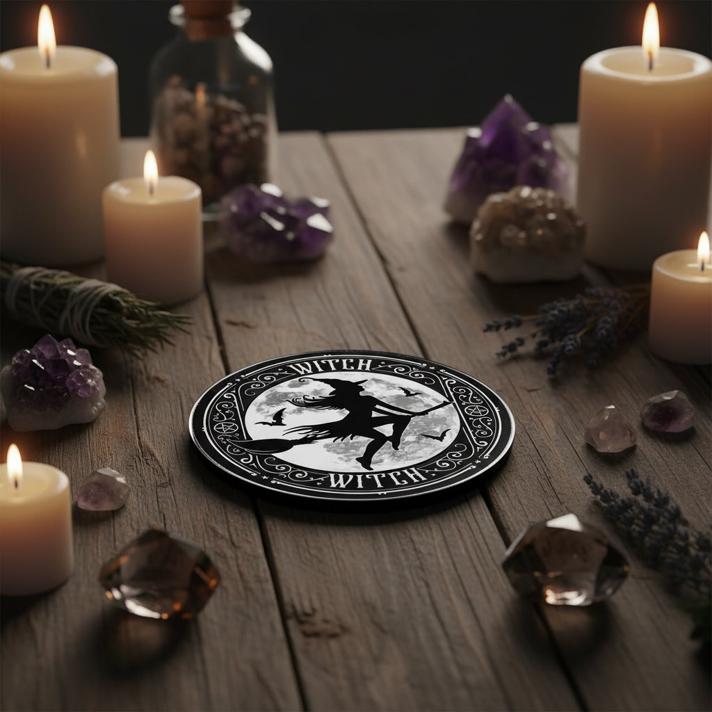 Flying Witch Round Coaster by Alchemy