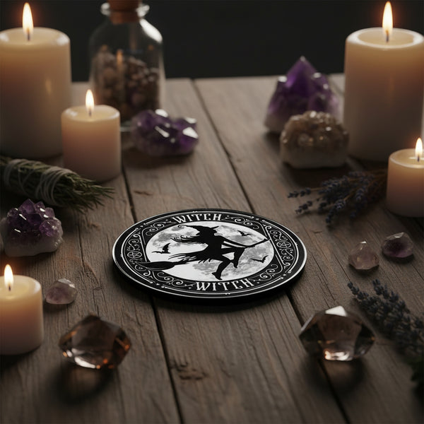 Flying Witch Round Coaster by Alchemy