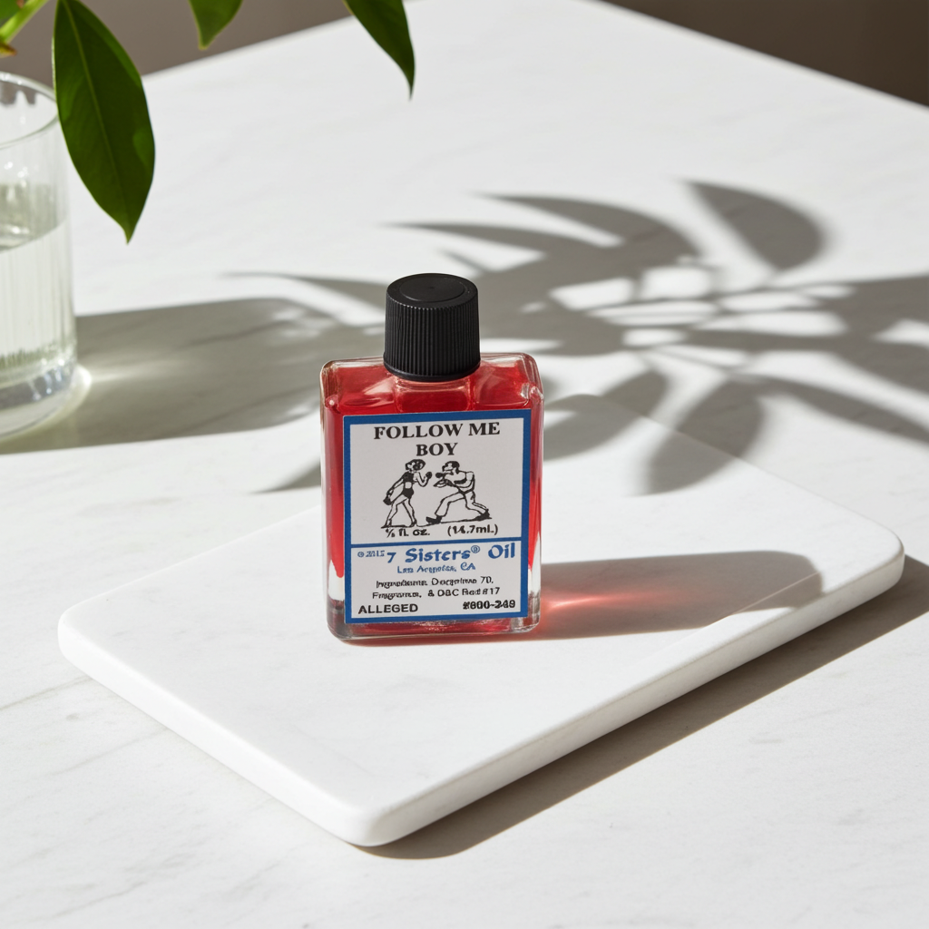 Follow Me Boy Wish Oil spiritual oil bottle for romance intention setting, prayer, and ritual practice.