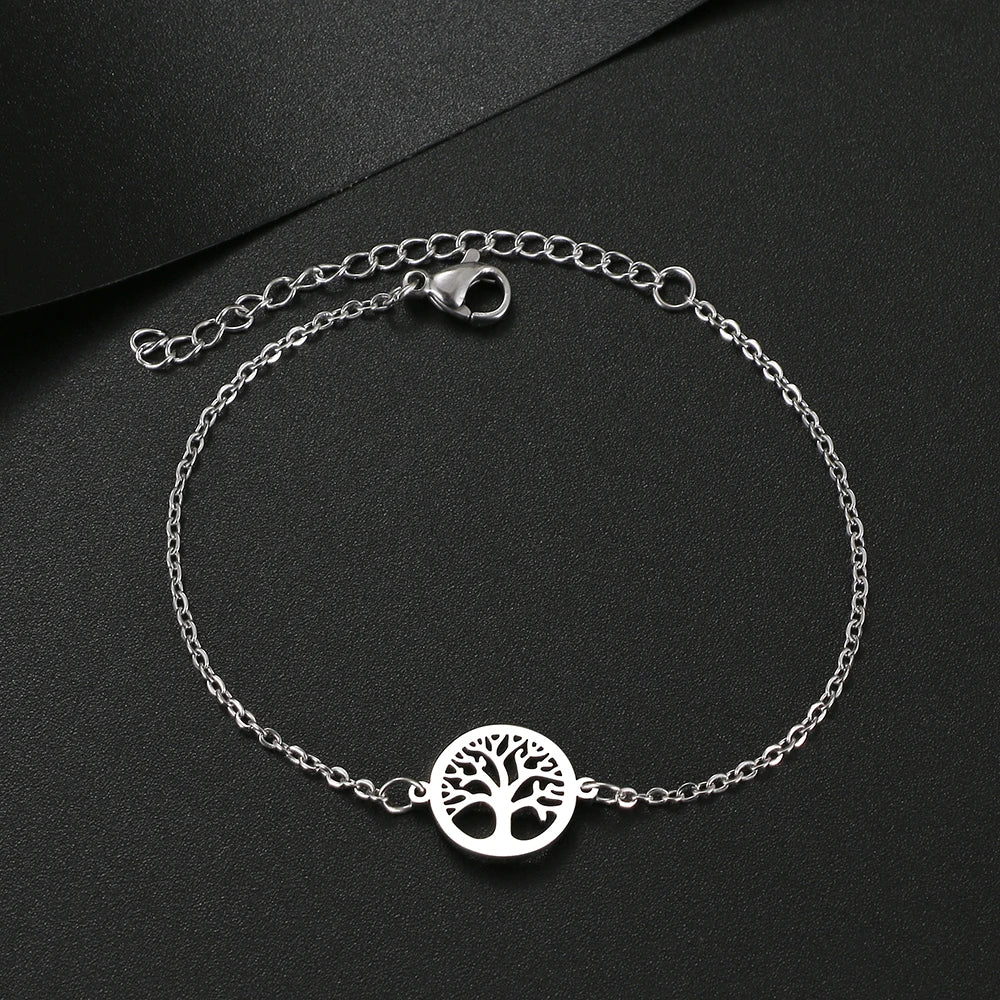 Stainless Steel Fortune Tree Charm Bracelet chain bracelet for daily accessorizing, meaningful gifts, and personal style.