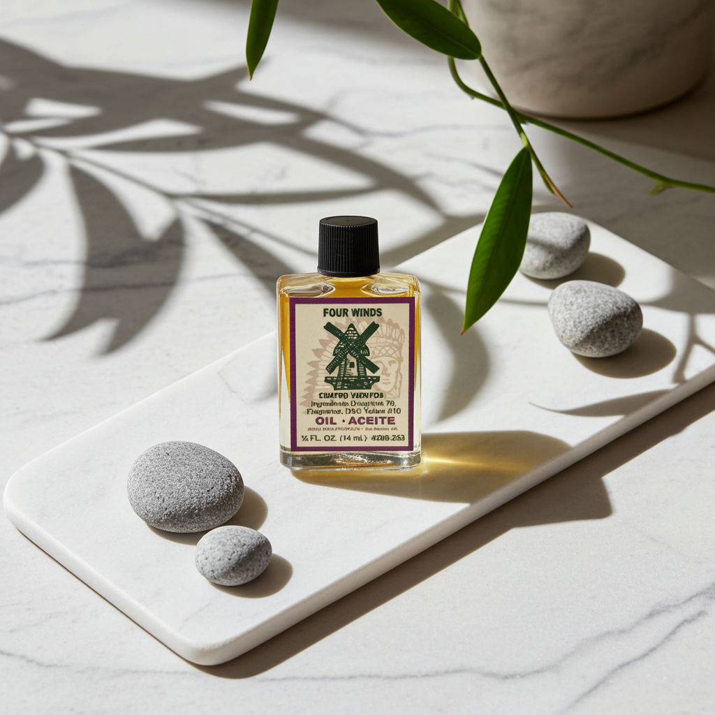 Four Winds Wish Oil spiritual oil bottle for manifestation, intention setting, and ritual practice.