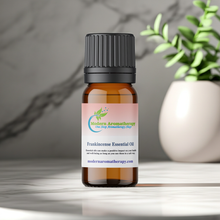 Frankincense essential oil bottle for meditation aromatherapy, grounding diffuser blends, and daily wellness rituals.