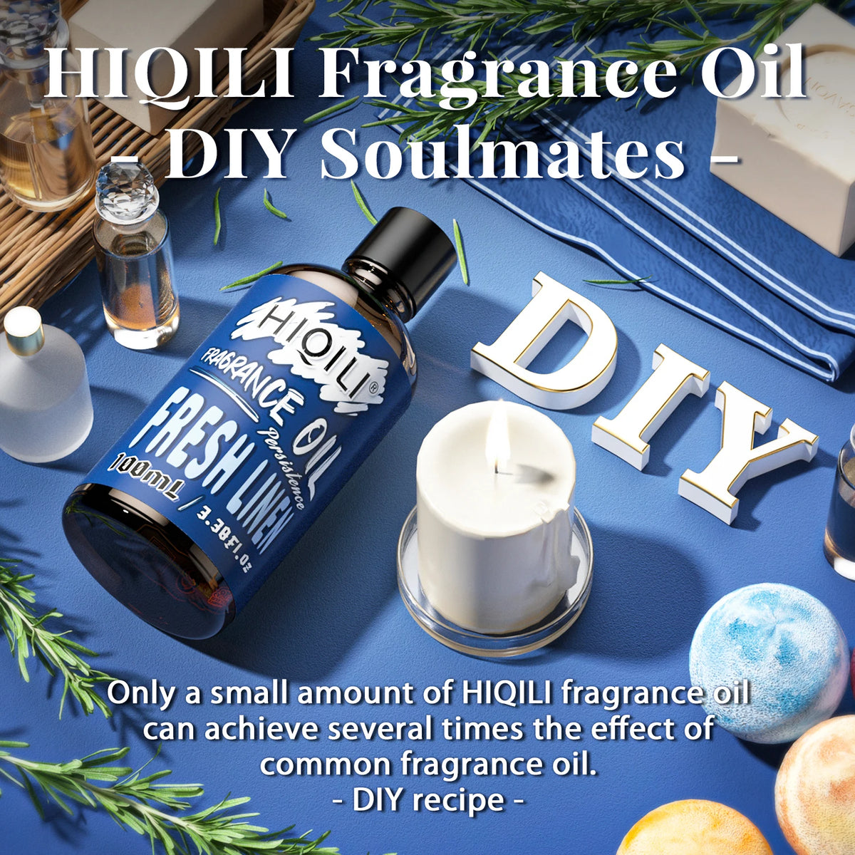 HIQILI Fresh Linen Fragrance Oil 100ml premium concentrated linen fragrance for wax melts and reed diffusers.