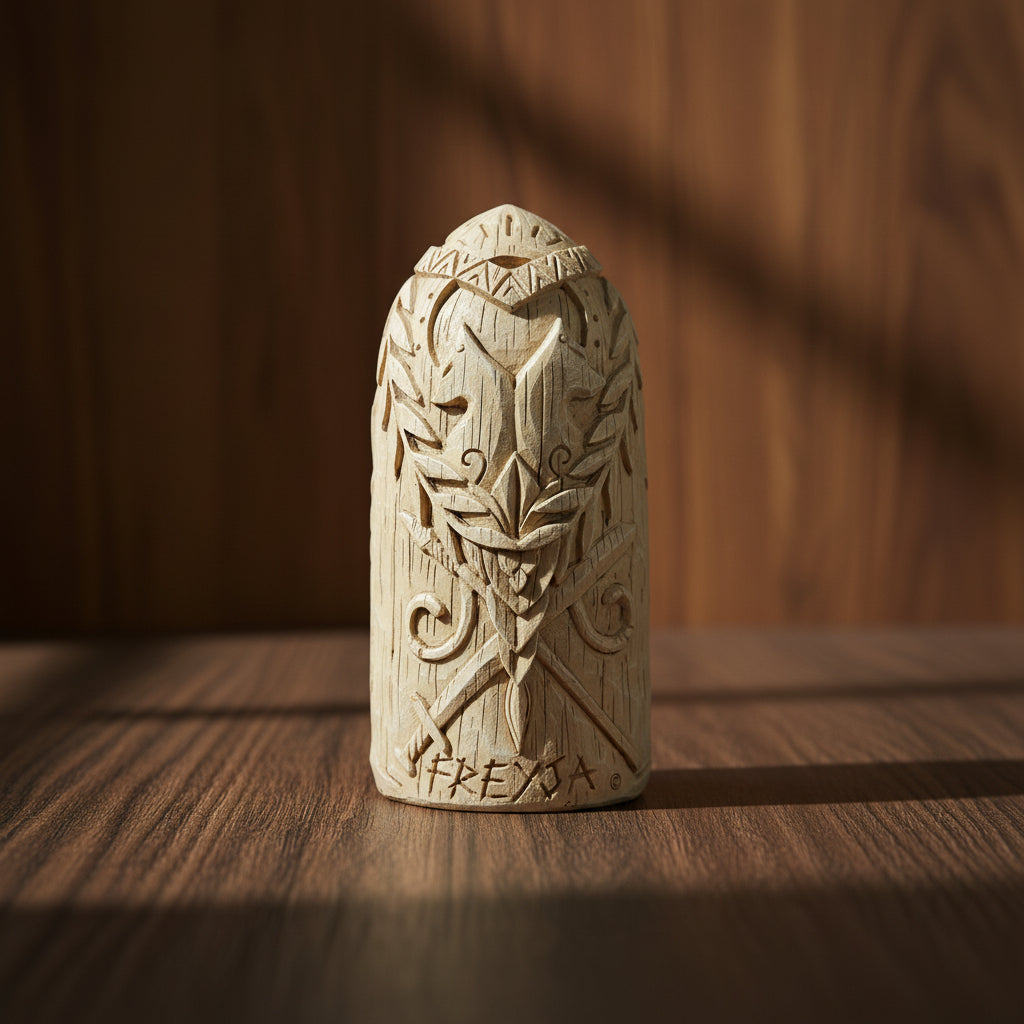 Freyja polyresin statue, side view