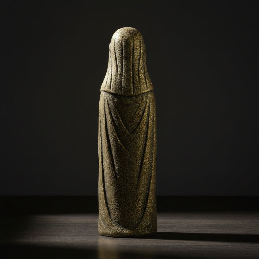 Frigg volcanic stone statue, side view