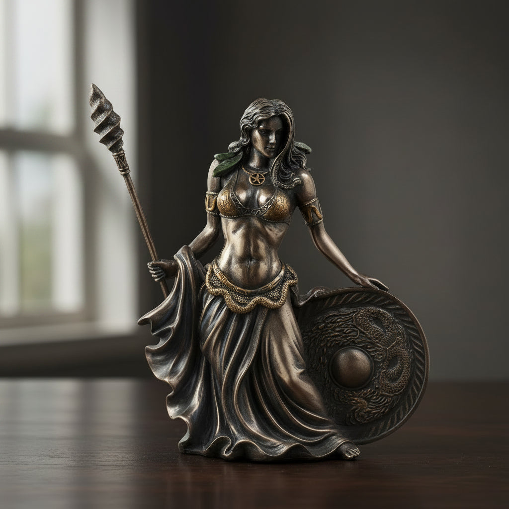 Frigga statue, close-up detail