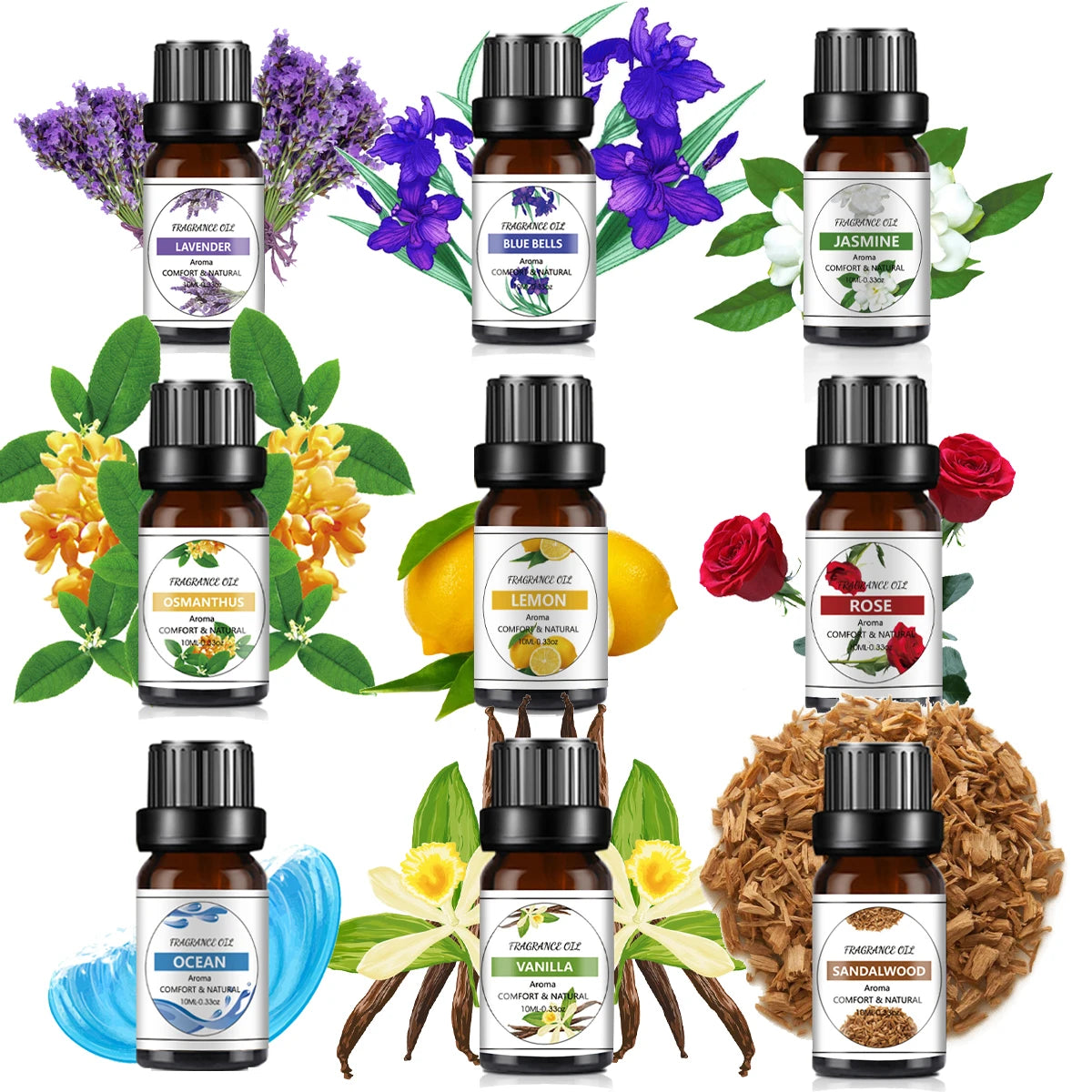 Fruit Flavor Essential Oil aromatherapy bottle for relaxing scent diffusion, massage blending, and daily wellness use.