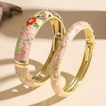 FTCY vintage enamel flower bangles bracelets for dressy outfits, casual accessorizing, and decorative jewelry wear.