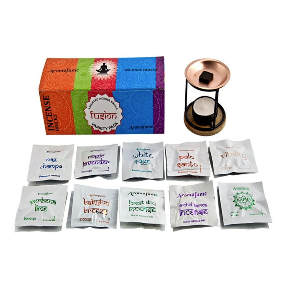 Fusion Variety Pack incense bricks set with burner