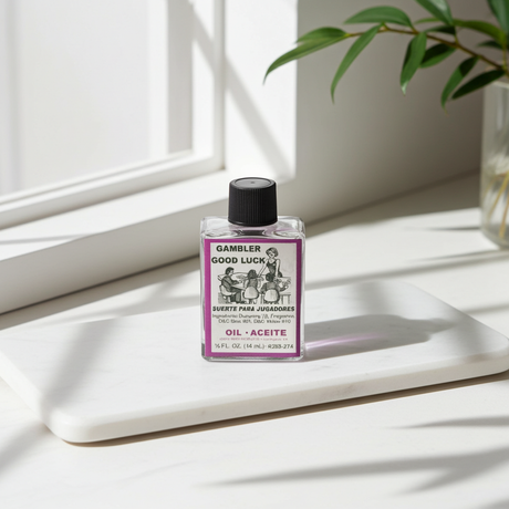 Gambler Good Luck Wish Oil good fortune oil bottle for success rituals, wish work, and luck-enhancing spiritual application.