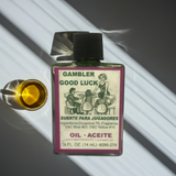 Gambler Good Luck Wish Oil lucky gambling oil bottle for game night rituals, luck work, and intention setting.