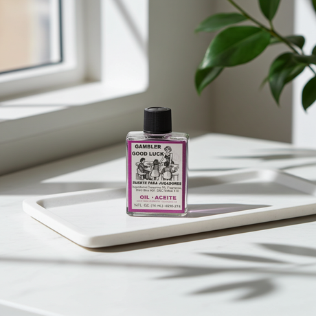 Gambler Good Luck Wish Oil spiritual oil bottle for gambling luck, wish fulfillment, and ritual use.