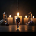 Garnet 6-sided faceted pendulum on a 9-inch chain for dowsing