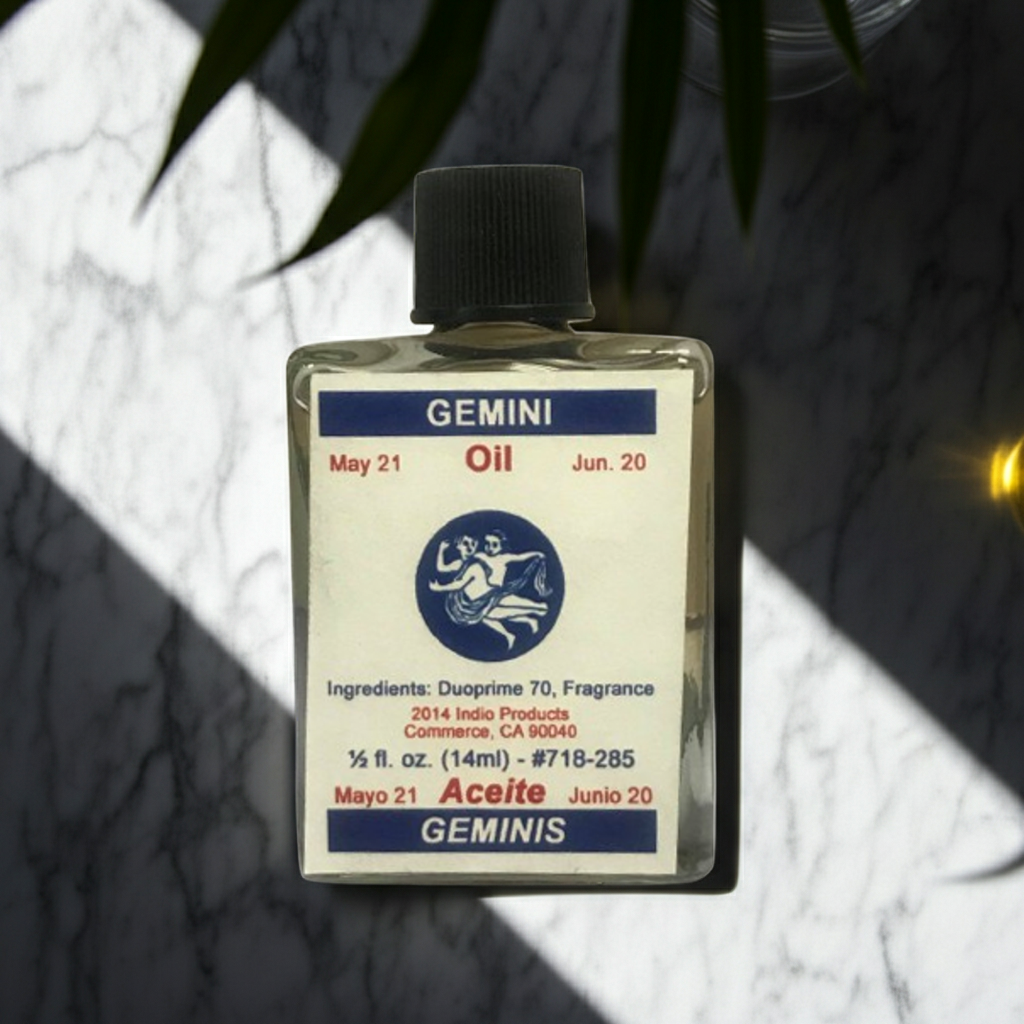 Gemini Wish Oil ritual oil bottle for Gemini zodiac work, petition rituals, and focused intention practice.