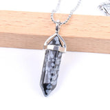 Gemstone bullet necklace pendant for boho styling, crystal jewelry wear, and daily accessorizing.