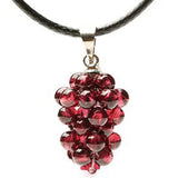 Gemstone grape pendant necklace with natural garnet cluster for jewelry styling, holiday gifting, and feminine accessory use.
