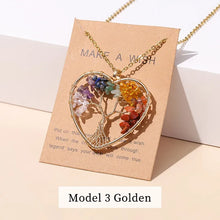 Gemstone Tree of Life chakra necklace pendant for energy cleansing, meditation, and holistic wellness use.