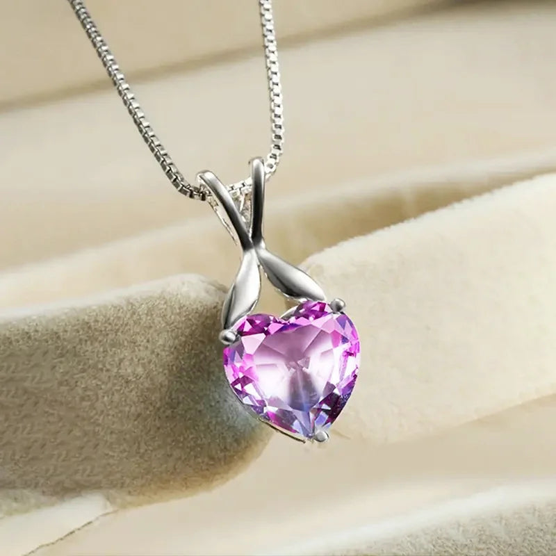 Geometric cubic zirconia necklace with pendant charm for layering, daily fashion wear, and polished accessory looks.