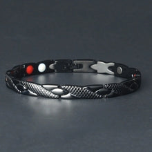 Germanium magnetic health bracelet in stainless steel for daily wrist wear, comfort, and wellness accessory use.
