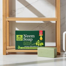 Essential Palace Neem Soap with Ginger and Indian Hemp skincare bar for cleansing, bathing, and personal care.