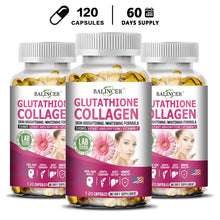 Glutathione Collagen beauty capsules 120 count bottle for skin support, beauty routines, and daily nutritional supplementation.
