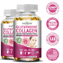 Glutathione Collagen capsules bottle for radiant skin support, beauty care, and everyday health supplement use.