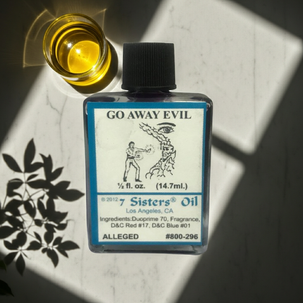 Go Away Evil Wish Oil anointing oil bottle for warding off negativity, blessing rituals, and altar work.