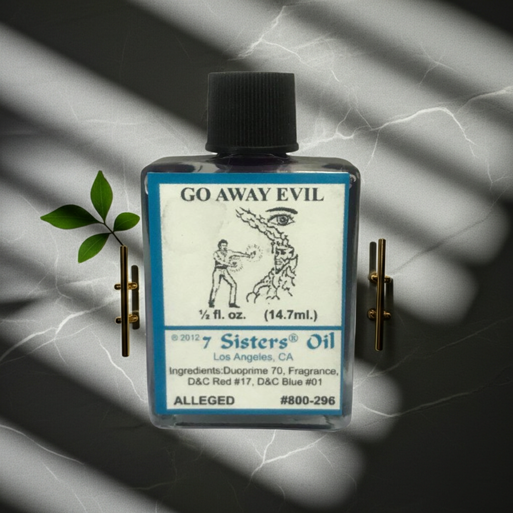 Go Away Evil Wish Oil spiritual oil bottle for removing evil influences, prayer, and ceremonial use.