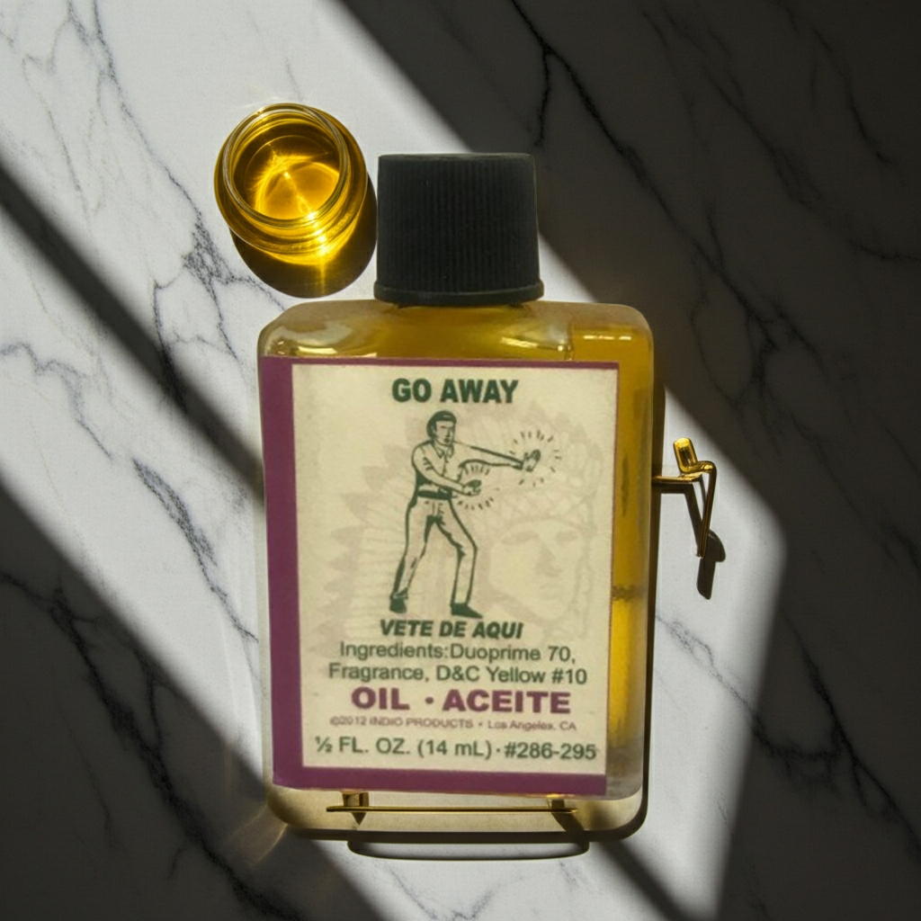 Go Away Wish Oil bottle for candle dressing, ritual use, and sending away unwanted energy.