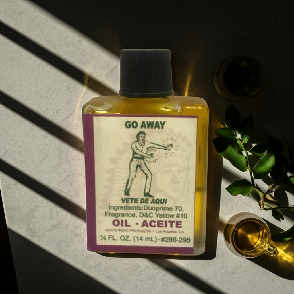 Go Away Wish Oil ritual oil for prayer work, altar use, and spiritual clearing practice.