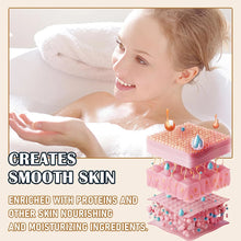 Woman in bathtub with Goat Milk Body Wash 250ml showing nourishing sensitive skin care and cleansing routine.