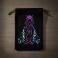 Goddess black velvet embroidered drawstring bag