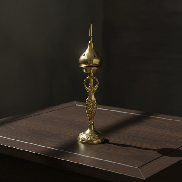 Goddess brass incense burner for cone or granular incense