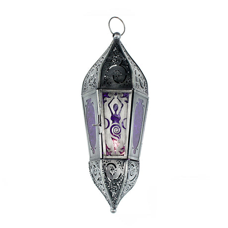 Goddess glass and metal lantern with Moon Goddess design