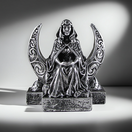 Moon Goddess figurine statue for altar decor, spiritual display, and sacred space styling.