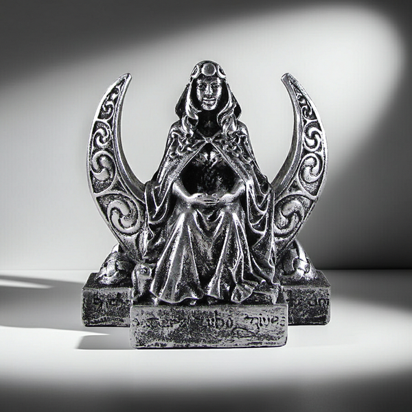 Moon Goddess figurine statue for altar decor, spiritual display, and sacred space styling.