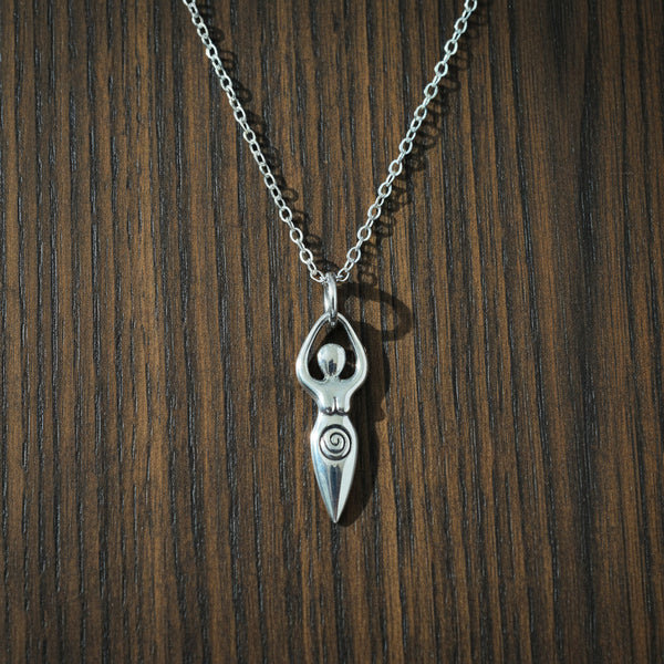 Goddess necklace with silver-plated Mother Earth Goddess pendant