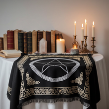 Gold and Silver Pentacle altar cloth for altar covering, spell work, and ceremonial practice.